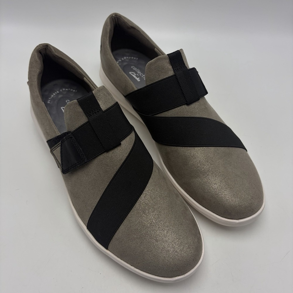 Clarks Collection Slip On Sneaker Women 10 M Kayleigh Charm Metallic Gray Casual